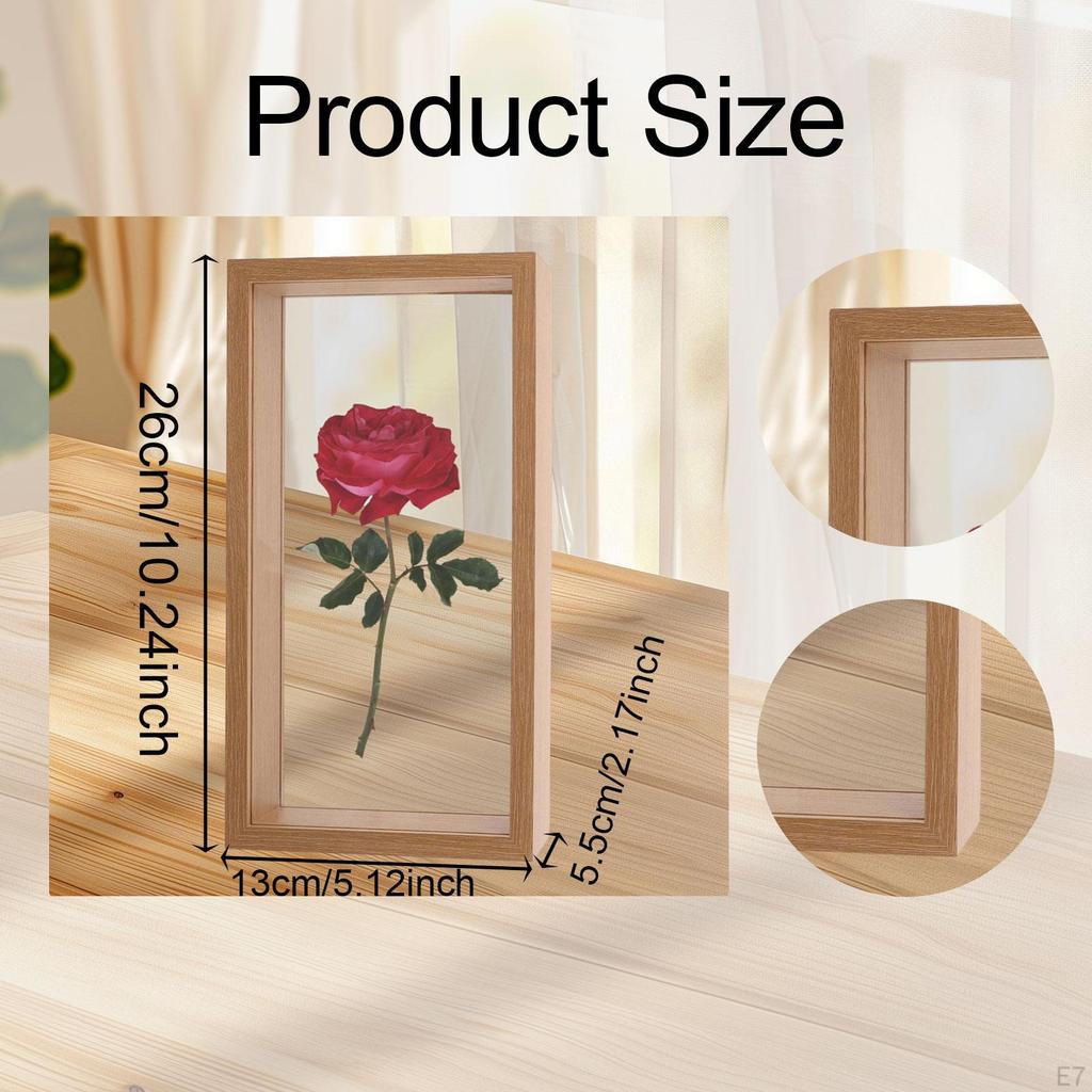 Shadow Box 3D Picture Frame Bouquet Badges Wedding Flower,Clear,Art with Glass Cover,Keepsake