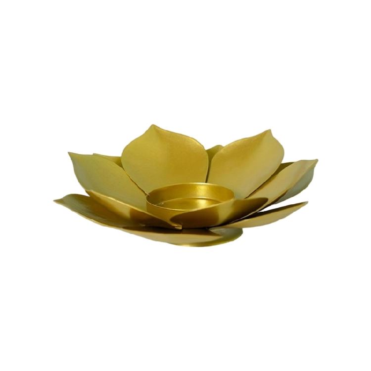 Golden Lotuses Flower Candlestick Stand For Dining Table Decorations Celebration And Special Moment