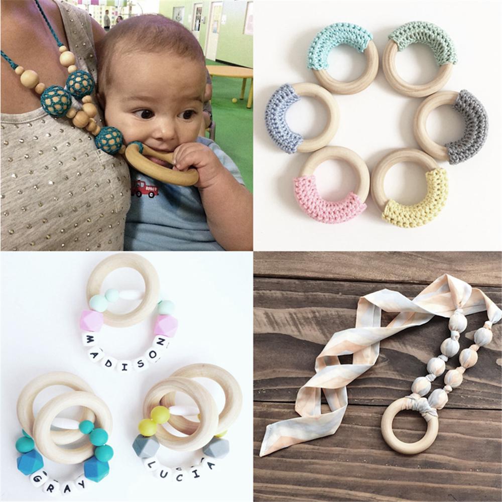 Buy 5Pcs Natural Wooden Baby Teething Rings Teethers For Making