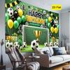 1pc Football Birthday Party Background - Vibrant Green with Black and Yellow Decorations Football Birthday Decorations