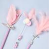 3Pcs Cat Teaser Wand Interactive Cat Feather Toy with Bell for Cat Kitten Playing Pink