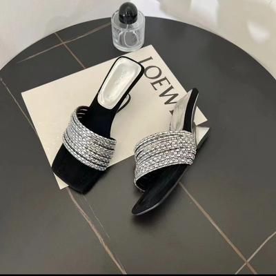Summer Women's Sandals Fashion New Sexy Solid Color Crystal Slippers Comfortable Sandals Shaped Heels High Heels Zapatos Mujer