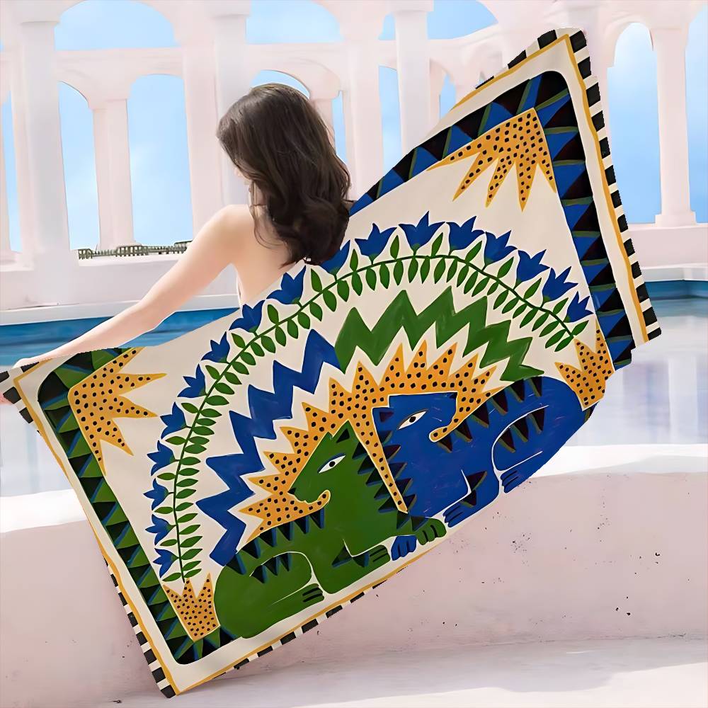 Égypte Tigre Abstrait Coloré Grande Serviette de Plage en Microfibre Serviette à Séchage Rapide Serviettes de Plage Sablonneuses Serviette de Piscine pour Voyage Natation Piscine Yoga