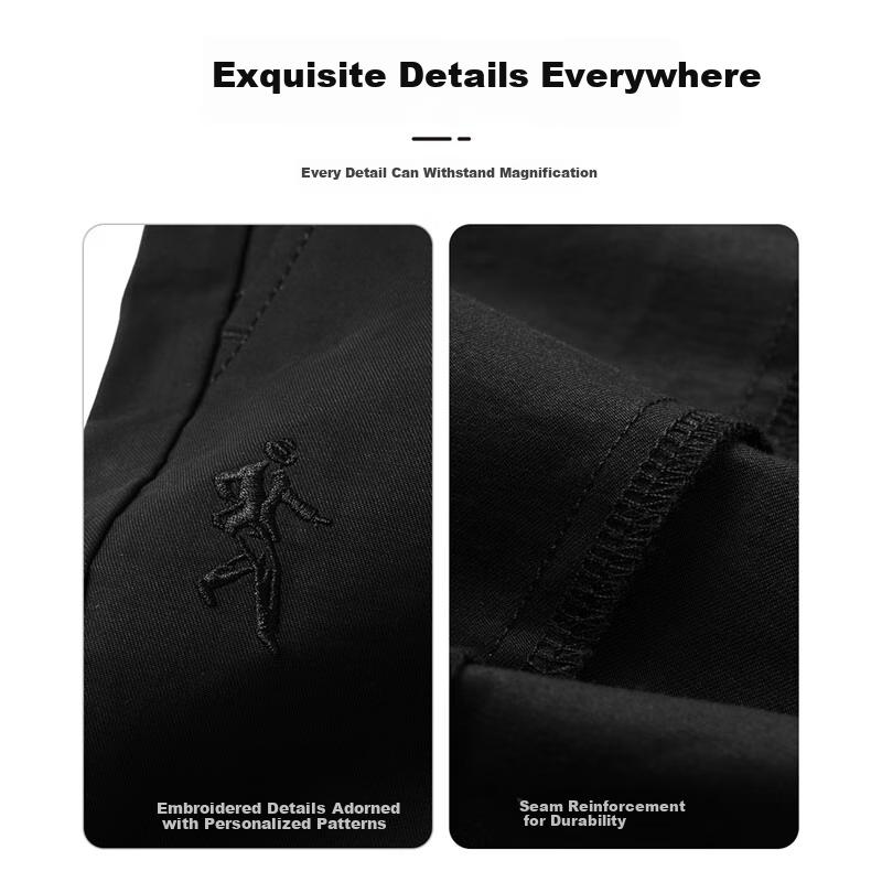 DANCING WOLVES [Easy-Care] Tapered Pants with Elastic Waistband, Nine-Tenths Length Men's Casual Trousers, 001 Black, Size 50/M