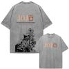 55. Washed Tee Japan Anime JoJo Bizarre Adventure Giorno Giovanna Vintage Washed T Shirt Men's Clothing Fashion Casual Short Sleeves T-shirt oversize