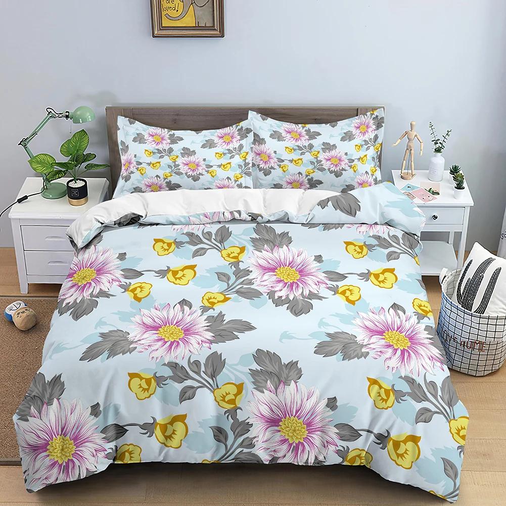 Leaves Duvet Cover Set 3D Flower Printed Bedding Set Comforter Cover With Pillowcase Single Twin King Queen Bedclothes 2/3PCS