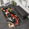 Vibrant Koi Fish Pond Runner Area Rug Carpet, Non Slip Floor Mat, Colorful Lotus Water Print Washable Kitchen Rug Long Runner