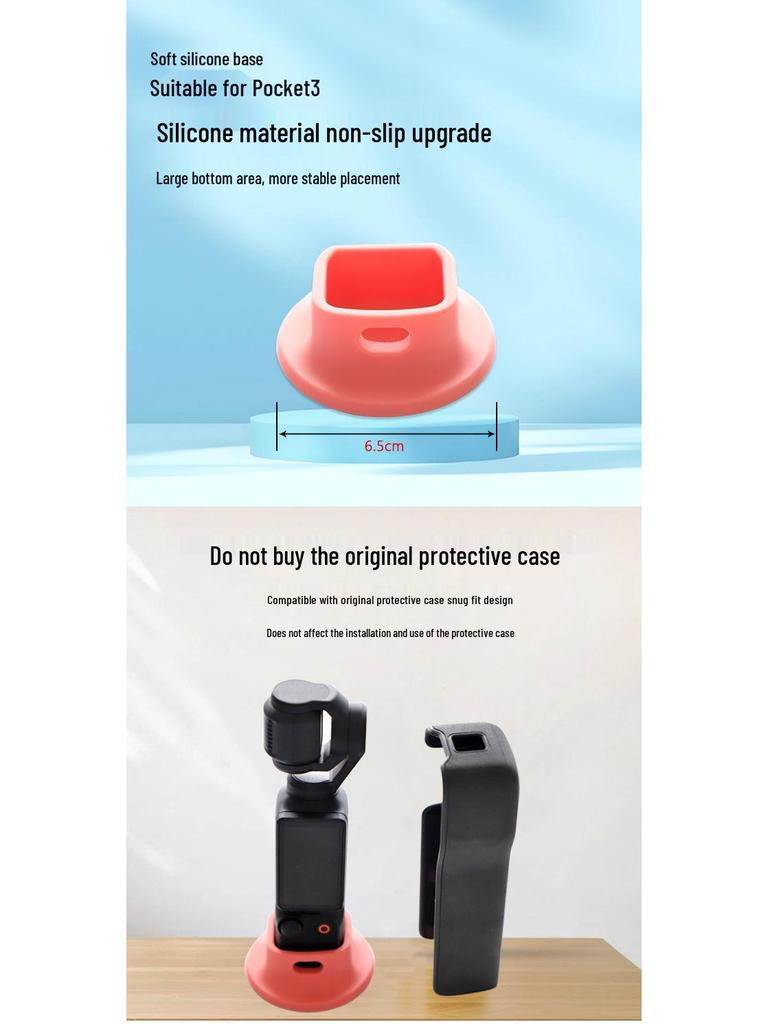 DJI Pocket 3 Kompatible Silikonbasis: Stabile rutschfeste Tischhalterung für Action-Gimbal-Kamera.