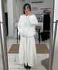 Place Studio Lace Shirred Ribbon Cotton Elastic Long Tiered Skirt _2 Colors