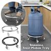 Stainless Steel Gas Cylinder Tray With Wheels Movable Propane Tank Storage Holder Bracket Casters Gas Cylinder Holder Plate