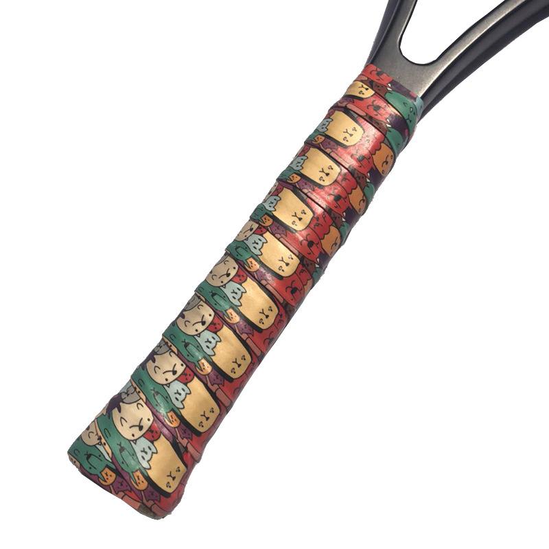 1pc Frosted Print Sweatband 3cm Colorful Mesh Badminton Racquet Grip Adhesive Dry Anti-Slip Sweatband