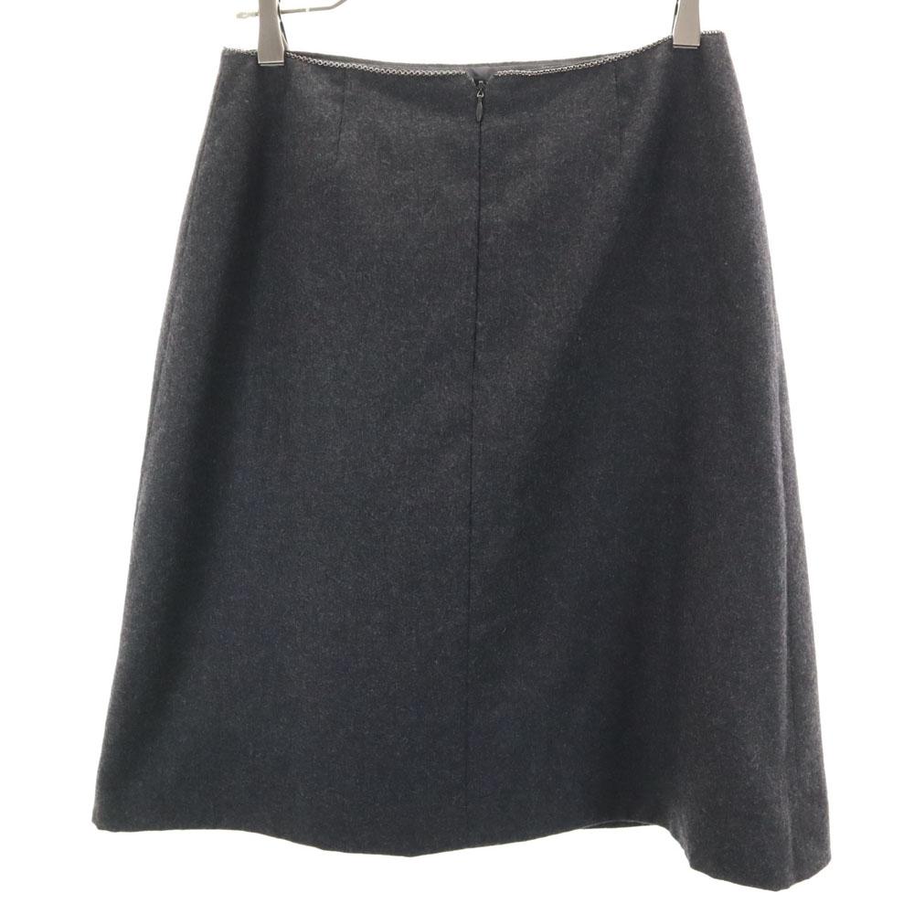 CHANEL French wool blend Midi Skirt 38 Charcoal gray Women Used
