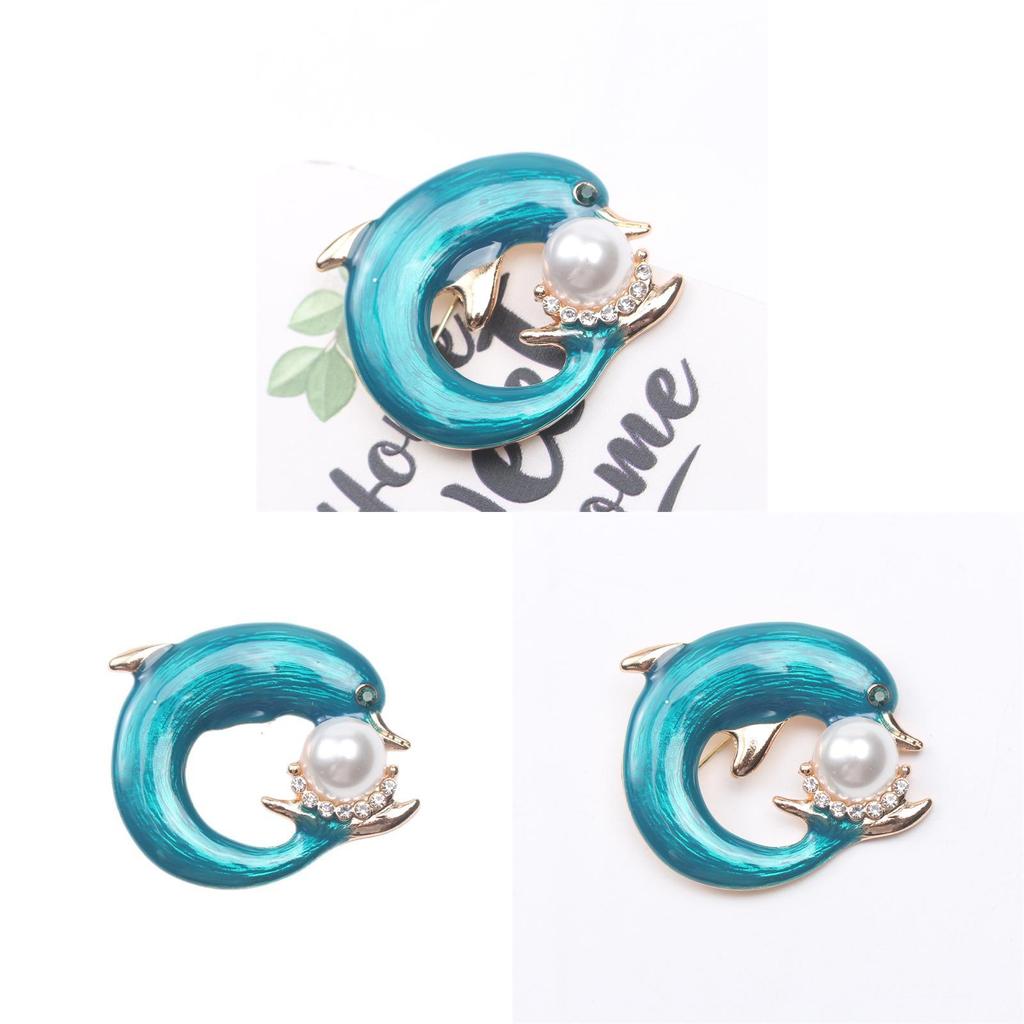 Vintage Dolphin Pearl Brooch With Alloy Animal Design For Elegant Women Accessories