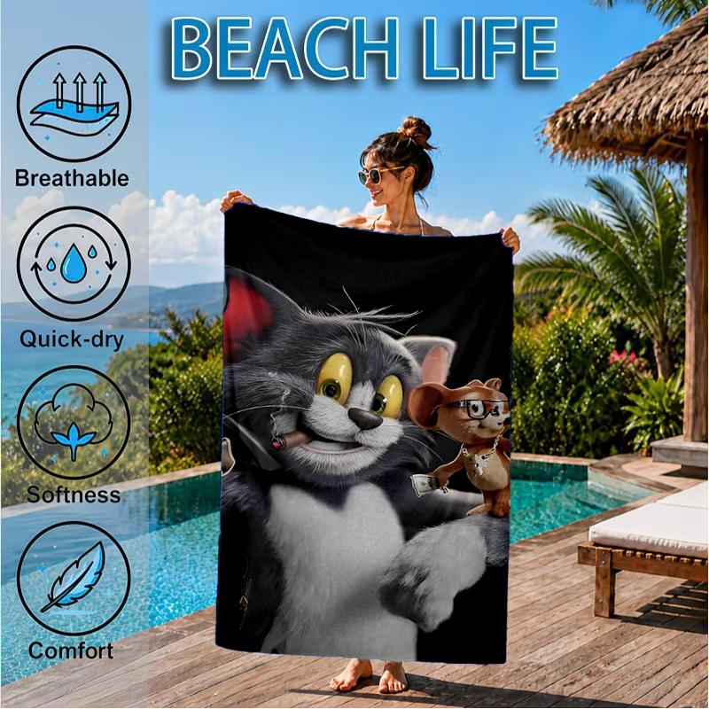Jerry Adventure Beach Towel, Super Soft Microfiber, Perfect Gift for Her/Him, Birthday, for Pool, Beach, Travel, Decor Beach Party
