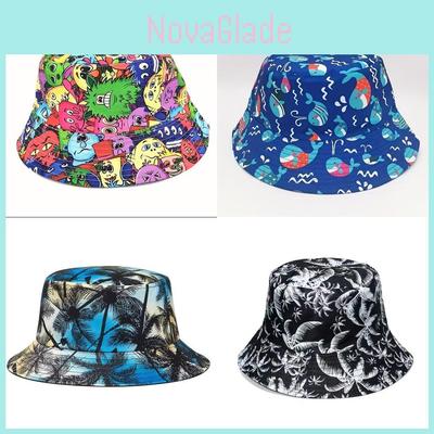 Spring Summer Flower Leaf Print Fisherman Hat With Sunshade For Casual Wear