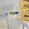 1pc 8mm Glass Straw, Bow Glass Straw Non-disposable Juice Drink Anti-stick Lipstick Straw Reusable Drinking Straws for Festival