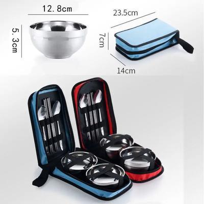 1PCS Portable Stainless Steel Camping Utensils Set for 2-Person,Outdoor Picnic Cutlery Kit with Travel Storage Bag