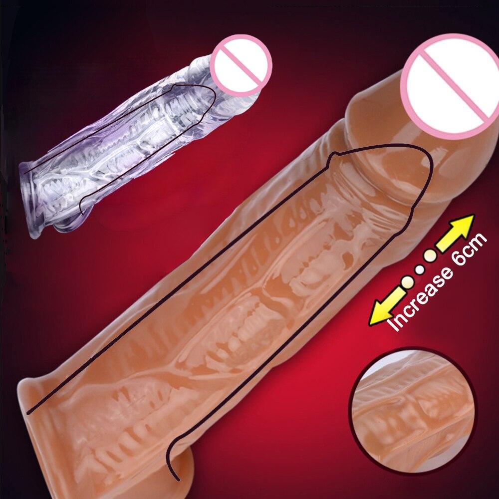 Mužská dilda Kondom Oddálení ejakulace Návlek na penis Mužský kroužek na zvětšení penisu Sexy hračky pro muže Extender pro muže Enhancer Sexy Toy