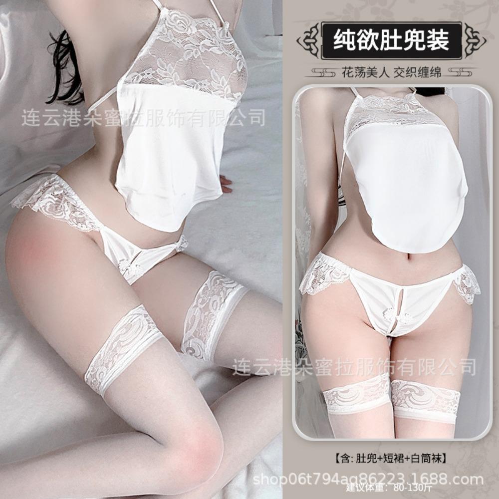 New Sex Underwear Women's Sexy Retro Belly Pocket Set Three-color Lace Temptation One-piece Hair Three-color Belly Pocket