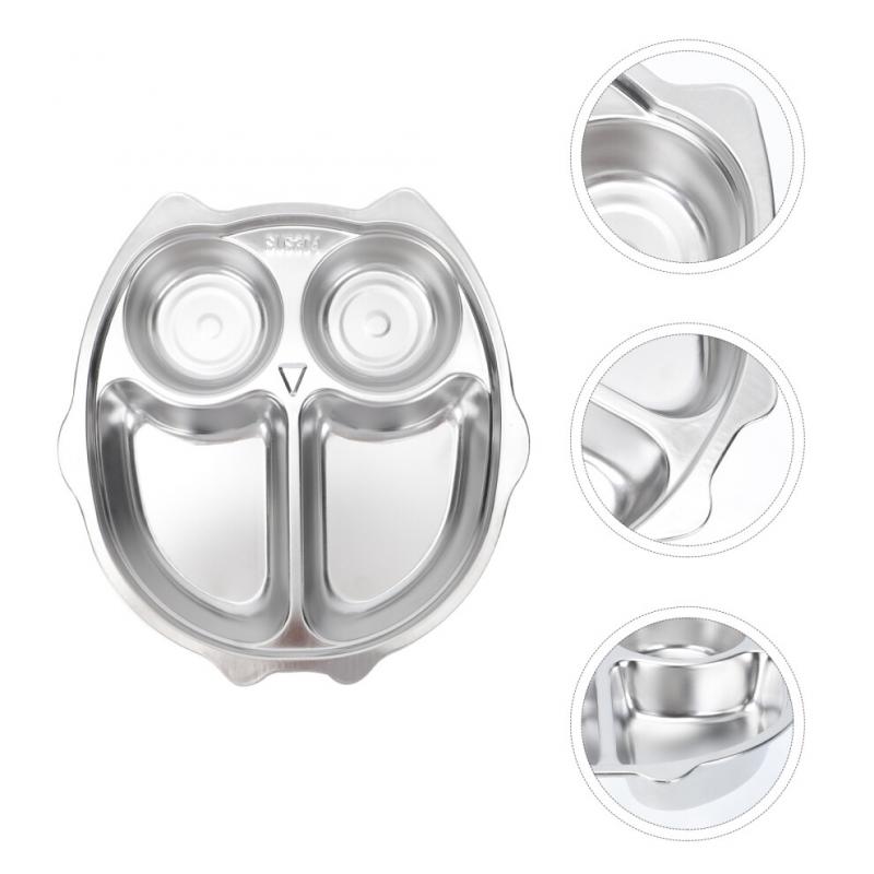 Stainless Steel Snack Plate Toddlers Divided Silver 1pc