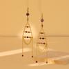 Elegant Geometric Gold Plated Purple Crystal Chain Dangle Earrings For Women