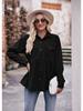 Women's 2024 Corduroy Shirt Long Sleeve Lapel Single-Breasted Thermal Blouse with Pockets, Autumn Winter Warm Stretchy Tunic Top for Casual & Office