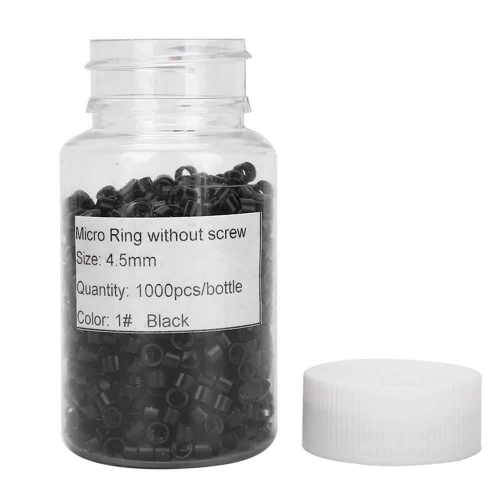 1000 buc Micro-legături din aluminiu Inele margele Șurub Micro inele Instrument pentru extensia părului Negru