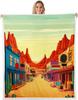 GUOYU Blanket Japanese Style Fleece Blanket Mount Fuji Warm Plush Sherpa Blanket Ocean Great Waves Art Fuzzy Plush Throw Black Golden Glitter