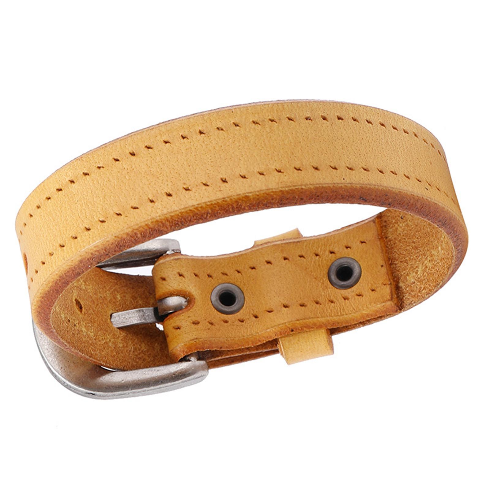 

Багатофункціональний шкіряний браслет з бісером Модний браслет на зап ястя Регульований браслет Підходить для вечірок та повсякденних виходів жовтий