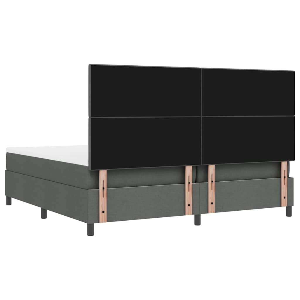Box Spring Bed with Headboard Dark Gray 200 x 200 cm Fabric