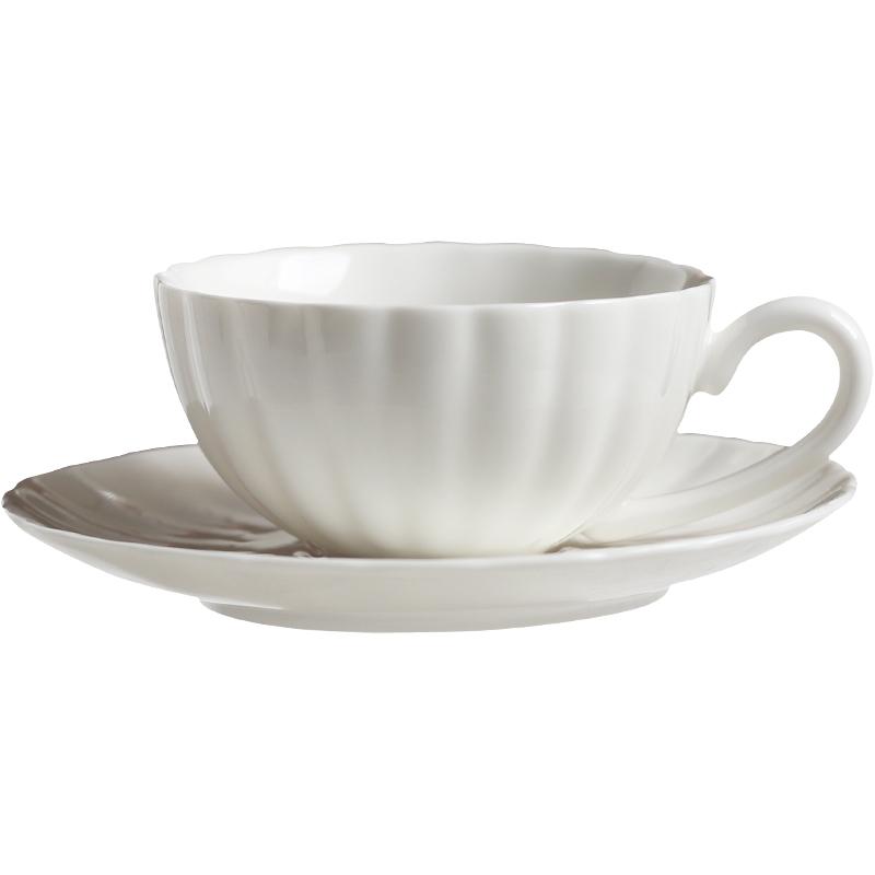 Pure White Coffee Cup English Afternoon Tea Mug Household Minimalist Ceramic Teapot White Cup Plate European Teacup Drinkware