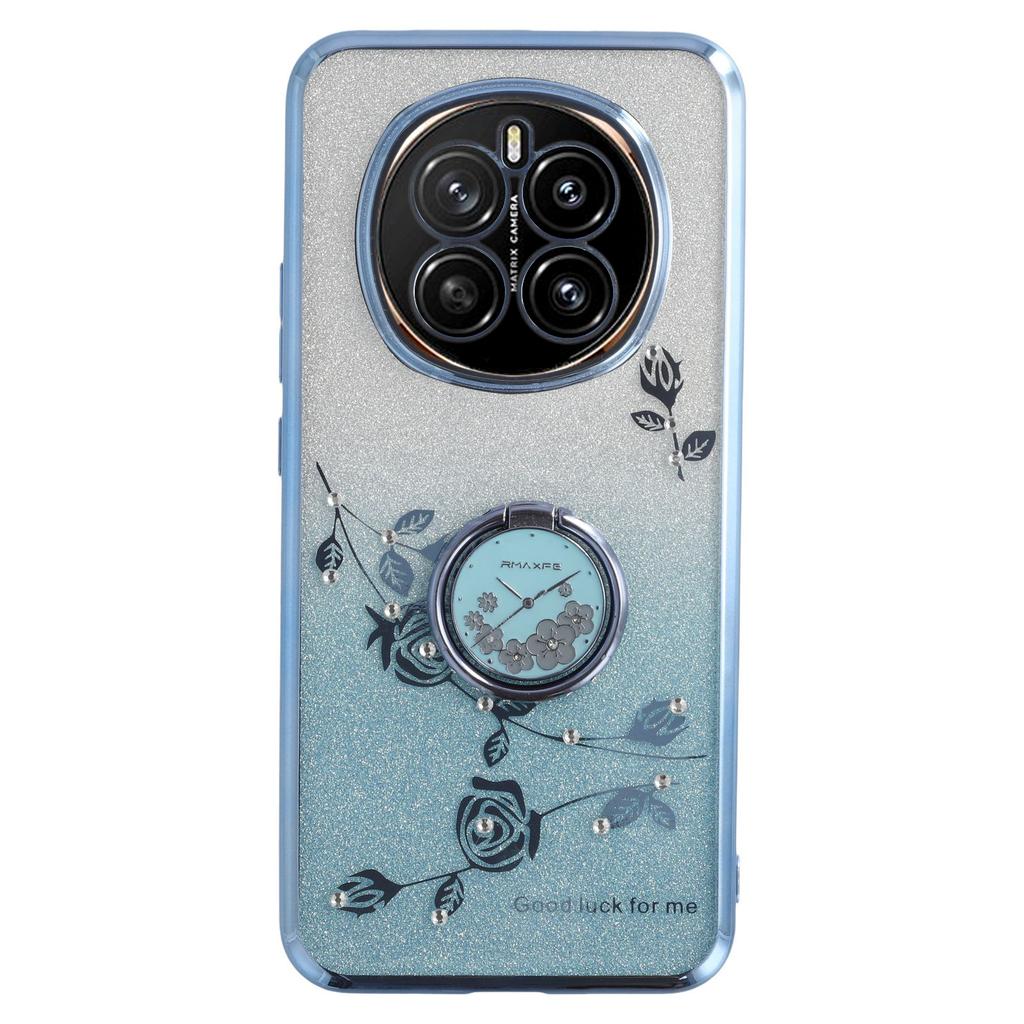 KADEM Για Honor Magic7 5G Θήκη Δαχτυλίδι Βάση Στήριξης TPU Λουλούδια Κάλυμμα Τηλεφώνου Ντεγκραντέ Γκλίτερ