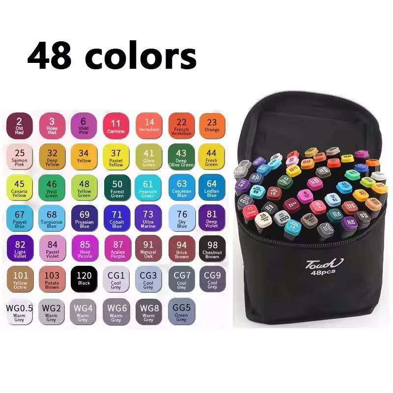24-120 Colors Art Marker Pen Set for Draw Double Oily Headed Sketching Oily Tip Based Markers Graffiti Manga School Art Supplies