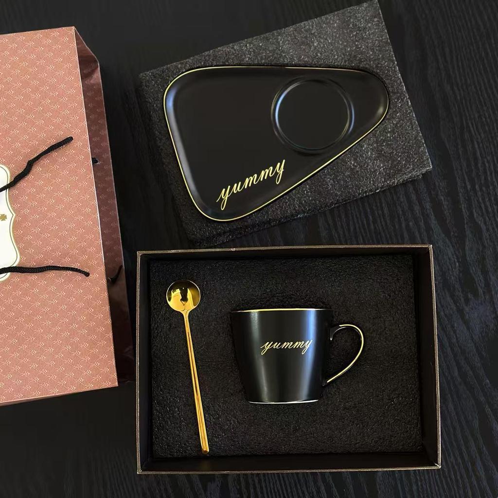 Luxury Triangle Coffee Cup & Saucer Set with Spoon - Ideal Gift with Custom Logo