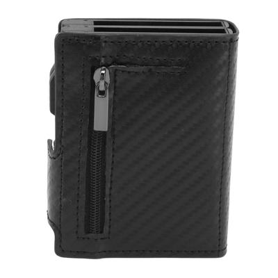 Diebstahlsichere Geldbörse Aluminiumlegierung PU-Leder Multifunktionale schlanke Kartenhaltertasche mit Fach für IOS