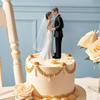 Elegant Bride & Groom Wedding Cake Topper With Veil 4.3" - Anniversary, Bridal Shower, Engagement Party Decoration,Wedding Props