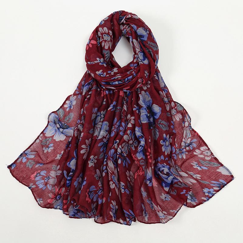 Elegant Women Retro Silk Scarf Print Wrap Shawl Lady Bandanas Hijab Boho Beach Long Scarve Pareo Headscarf Fashion Korean New