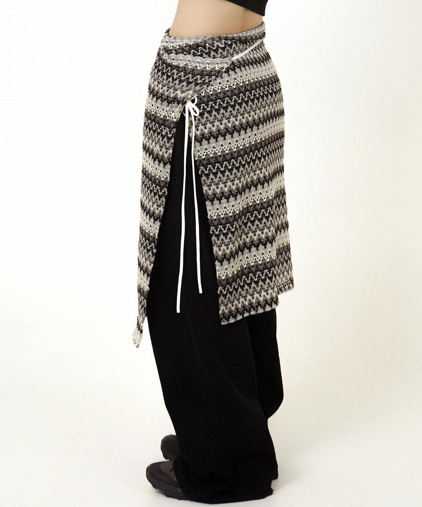 Siest Ethnic Long Wrap Skirt Gray