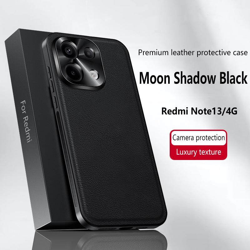 For Redmi Note 13 4G Case Magnetic Elegant Leather Wear-Resistant Lens Fully Covered Non-Slip Grip Edge Cover Shell