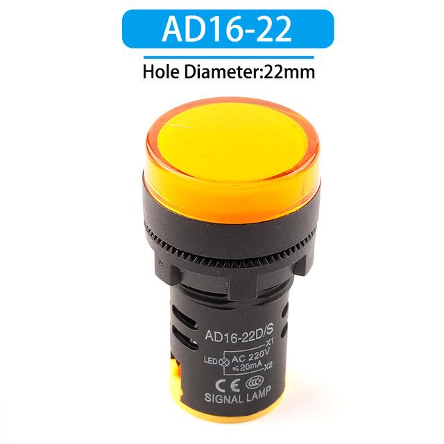 1 Stück AD16-22 22mm 12V 24V 110V 220V 380V Einbaumontage LED Betriebsanzeige Kontrollleuchte Lampe Rot Blau Weiß Grün Gelb