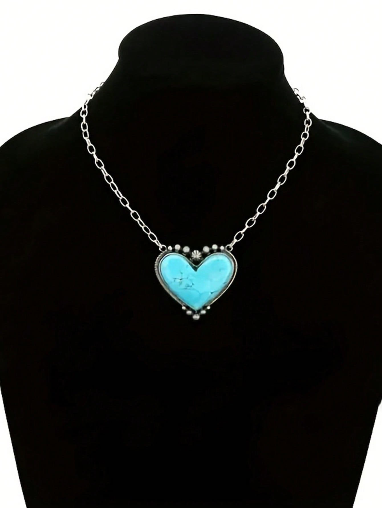 

Набор из 3 предметов Женский Богемный Винтажный Стиль Сердце Бирюзовый Кулон Ожерелье Серьги Набор Ювелирных Изделий Западные Украшения для Вечеринки Выпускного Вечера Подарки