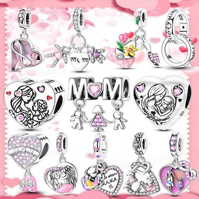 Mother'S Day Copper Charms Love Heart Beads Fit Original Bracelet Diy Women Jewelry Gift For Mother