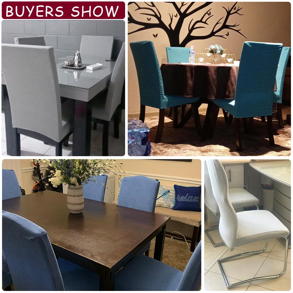 Anti -Dirty Jacquard Chair Covers Soild Colour Soft Spandex Chair Slipcovers Dust Proof Protective For Dining Room Kitchen Home