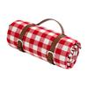 Coperta da Picnic a Tre Strati Manico in Ecopelle Impermeabile Portatile Ispessita Multiuso Invernale Calda a Quadri