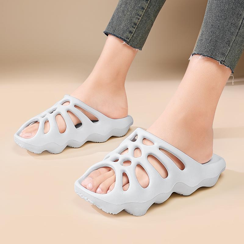 Fashion Summer Street Style Spider Web Fish Toe Hole Wave Women Slippers Loose Beach Indoor Bathroom Hotel Home Shower Women Slippers