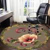 1pc Floral Ornament Office Round Rug, Carpet for Office, Gaming, Lightweight Round Floor Mat yy260205027