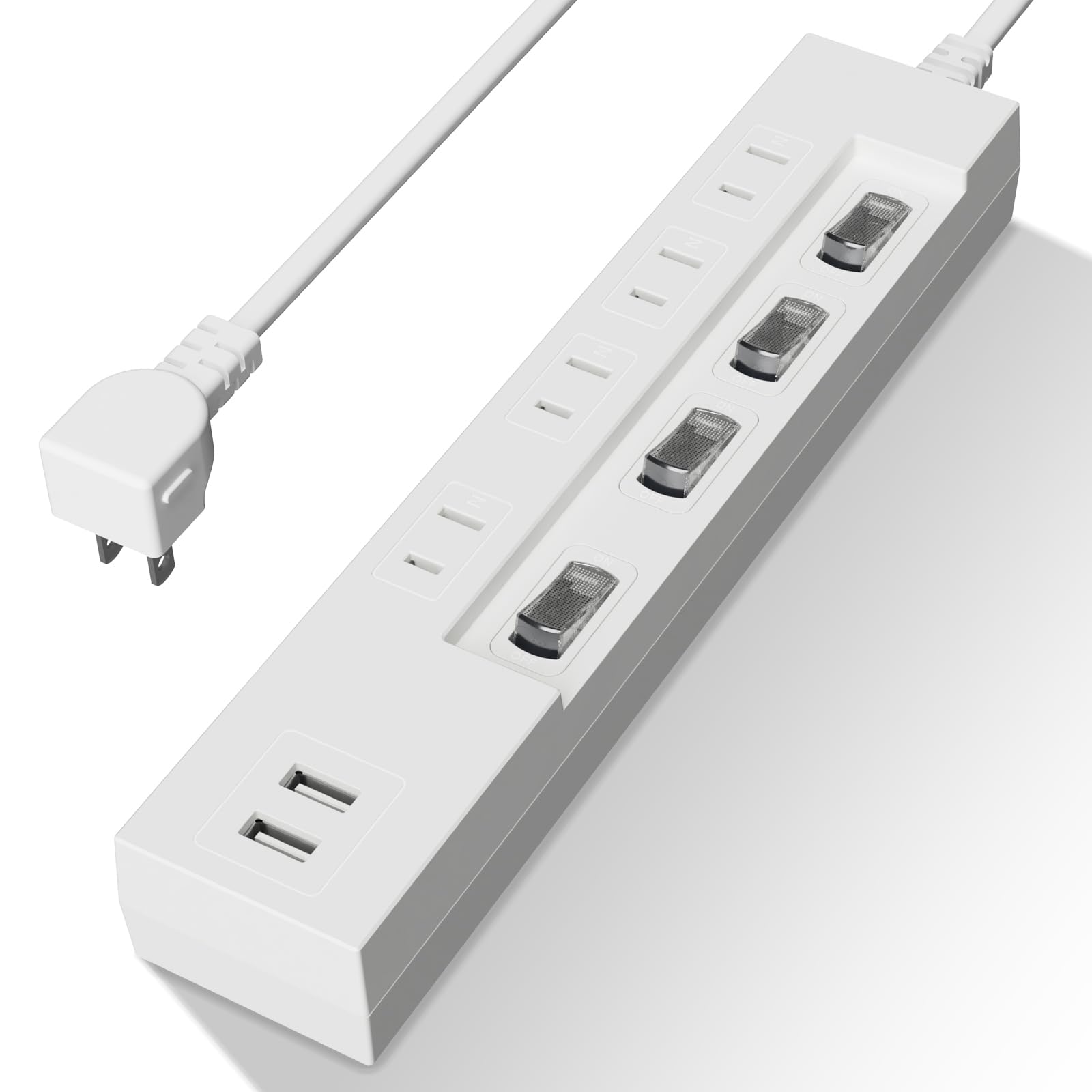 

Hikari Terrace Power Strip with Power Saving Switch, Shutter, Lightning Protection, USB, 4 AC Outlets, 2 USB Ports, Dust Shutter, 2m Cable, White
