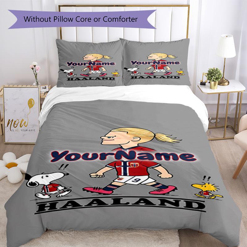 Haaland 207 Customize Your Name Bedding Set Breathable Duvet Cover with Pillowcases Home Decoration Birthday Gift
