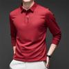 Camisa nueva de manga larga para hombre de negocios casual con insignia, polo de color sólido, moderna, transpirable, cómoda, versátil