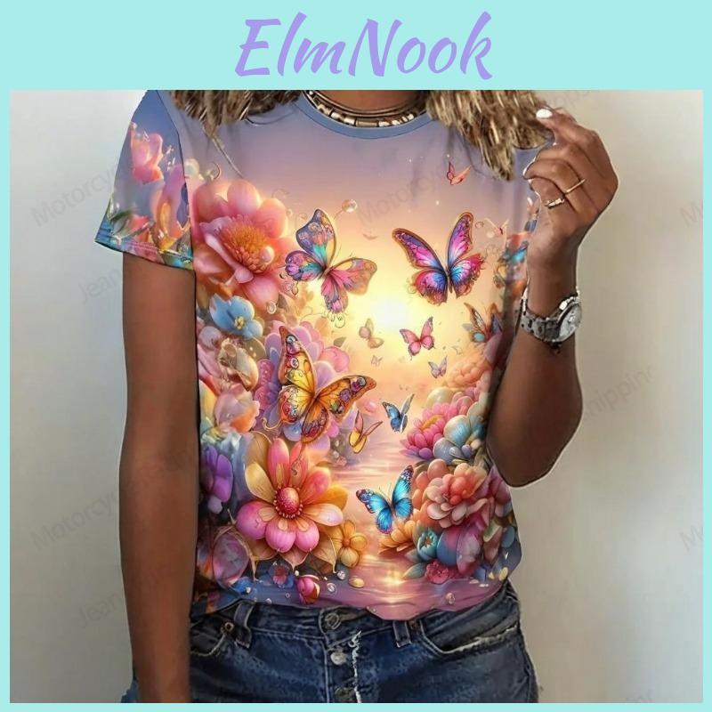 Outdoor Summer Womens Printed Tshirt Clothing Casual Fashion Short Sleeved Tshirt Round Neck 3d Tshirt Top